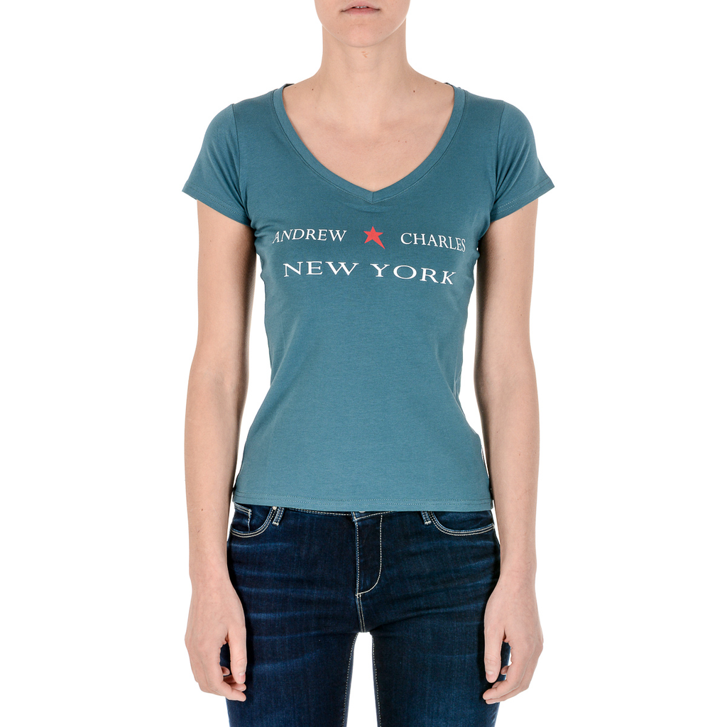 Andrew Charles T-shirt da donna a maniche corte con scollo a V verde TAPIWA