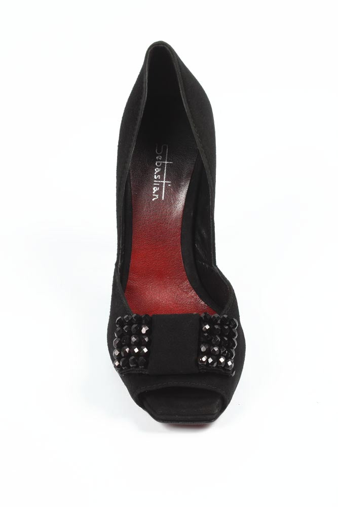 Sebastian Milano décolleté da donna con punta aperta 2919 NERO