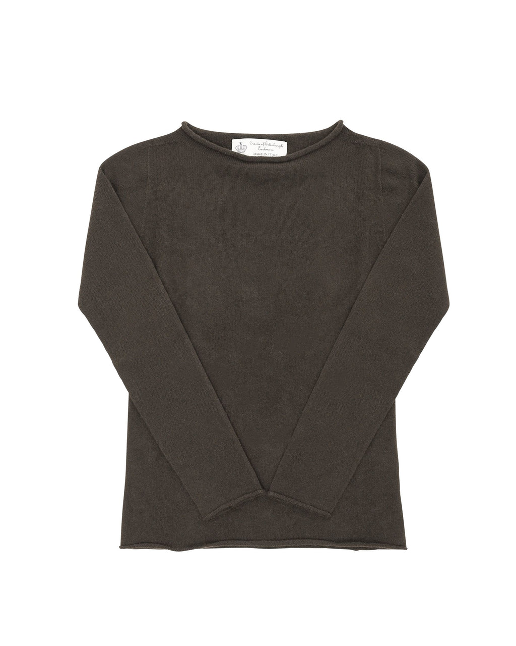 Maglione da donna in cashmere con scollo a barca Crown of Edinburgh COE 0025 MARRONE