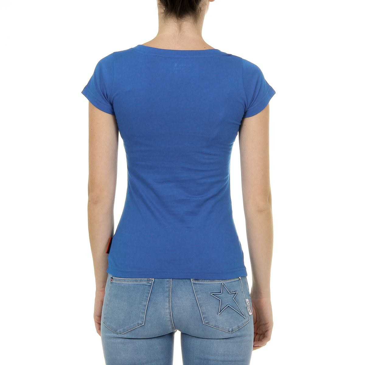 Andrew Charles T-shirt da donna a maniche corte con scollo a V blu TAPIWA