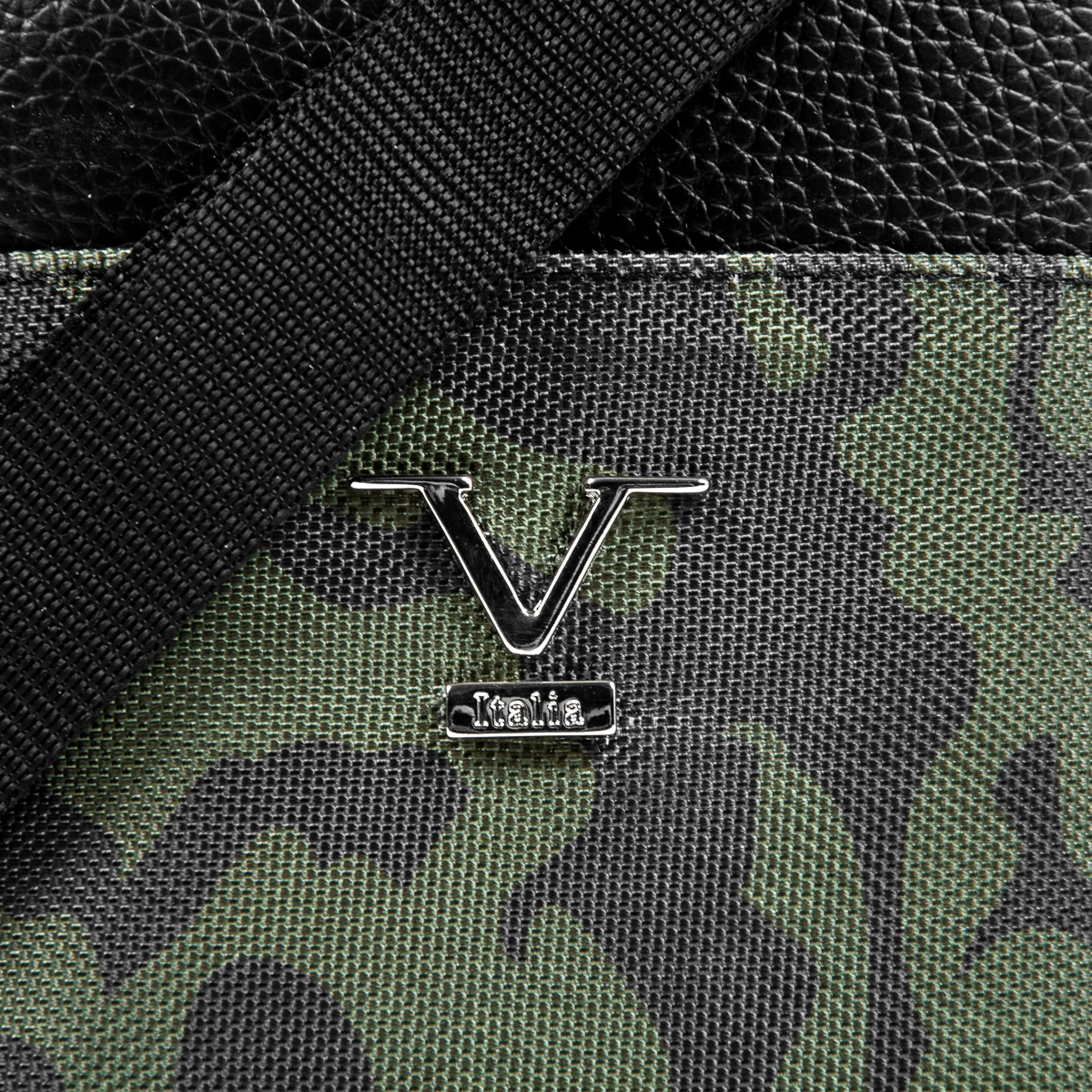 V 1969 Italia Borsa a tracolla da uomo nera MILITARE
