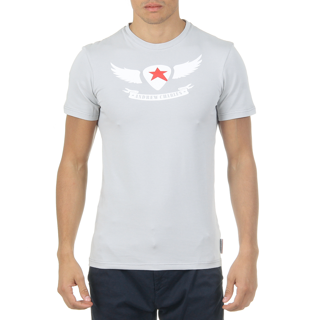Andrew Charles T-shirt da uomo a maniche corte con scollo rotondo grigio chiaro KEITA