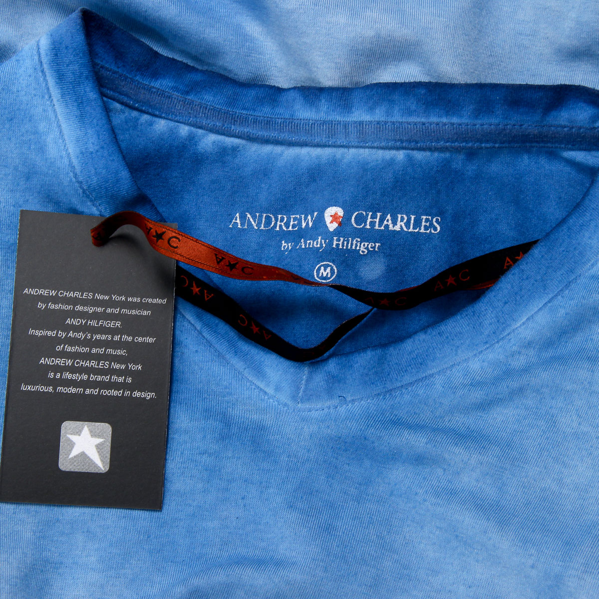 Andrew Charles T-shirt da uomo a maniche corte con scollo a V, colore azzurro KOFI