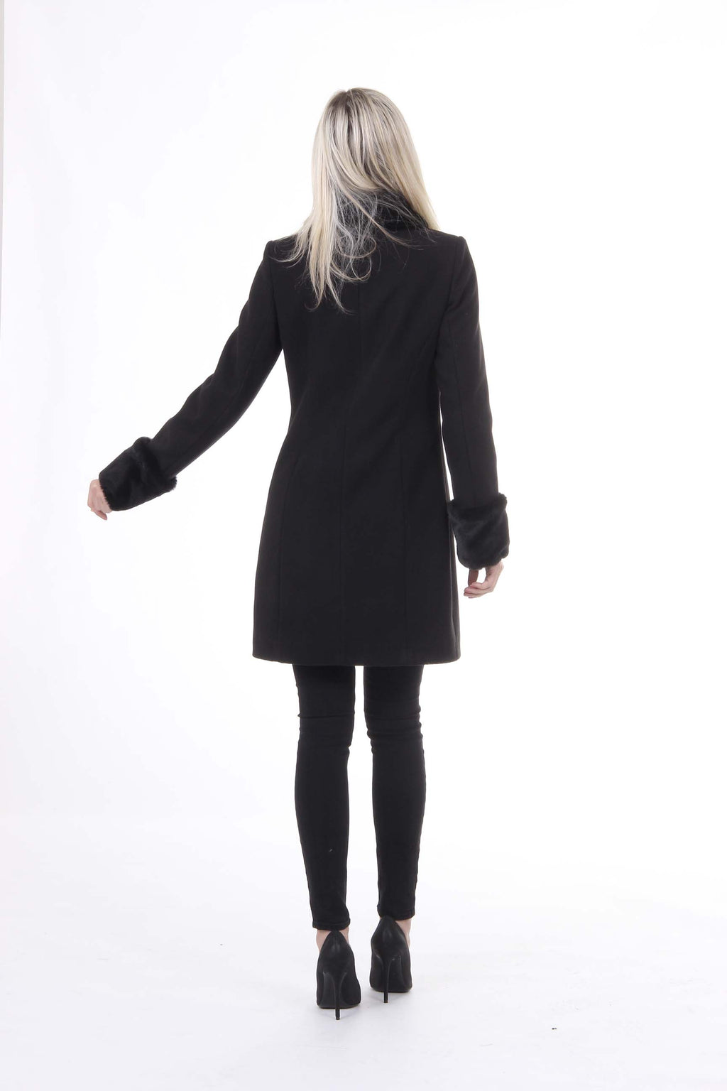 Cappotto da donna V 1969 Italia CAPPOTTO LINDA TESS. VELLUTO + PELLICCIA NERO