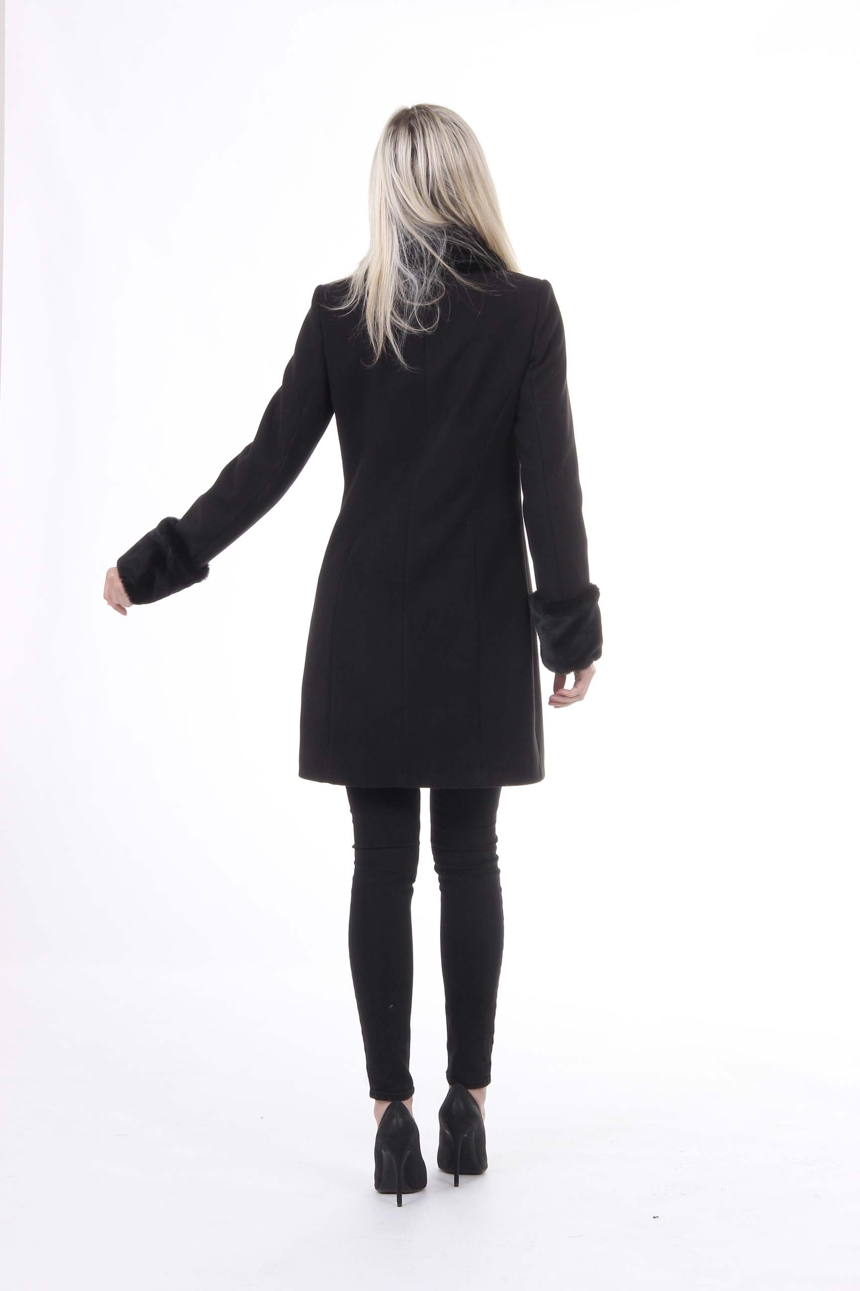 Cappotto da donna V 1969 Italia CAPPOTTO LINDA TESS. VELLUTO + PELLICCIA NERO