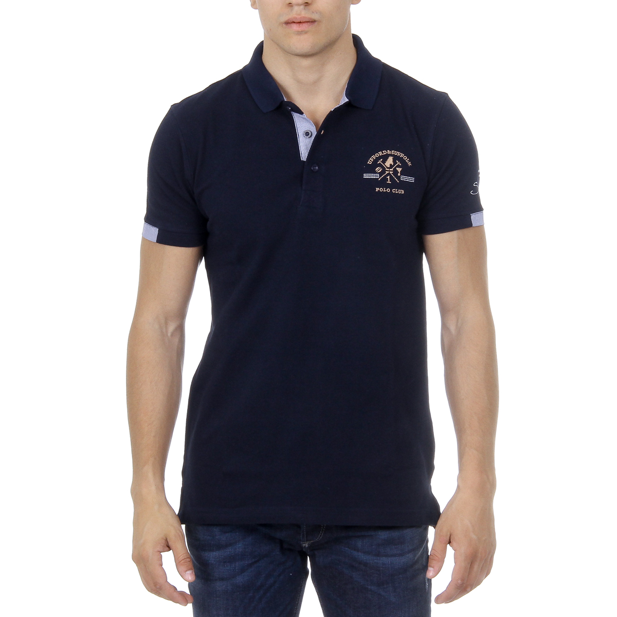 Polo da uomo a maniche corte Ufford & Suffolk Polo Club US025 BLU NAVY