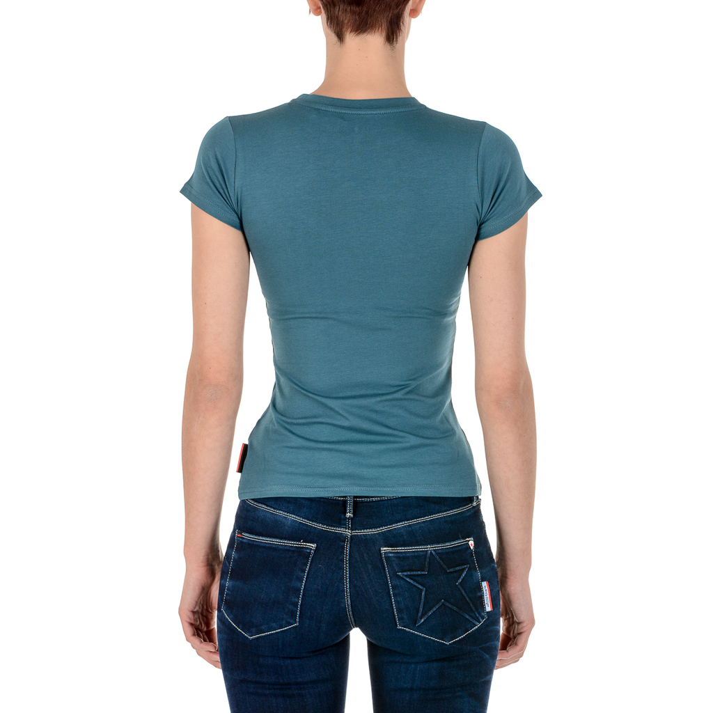 Andrew Charles T-shirt da donna a maniche corte con scollo rotondo verde TARANA
