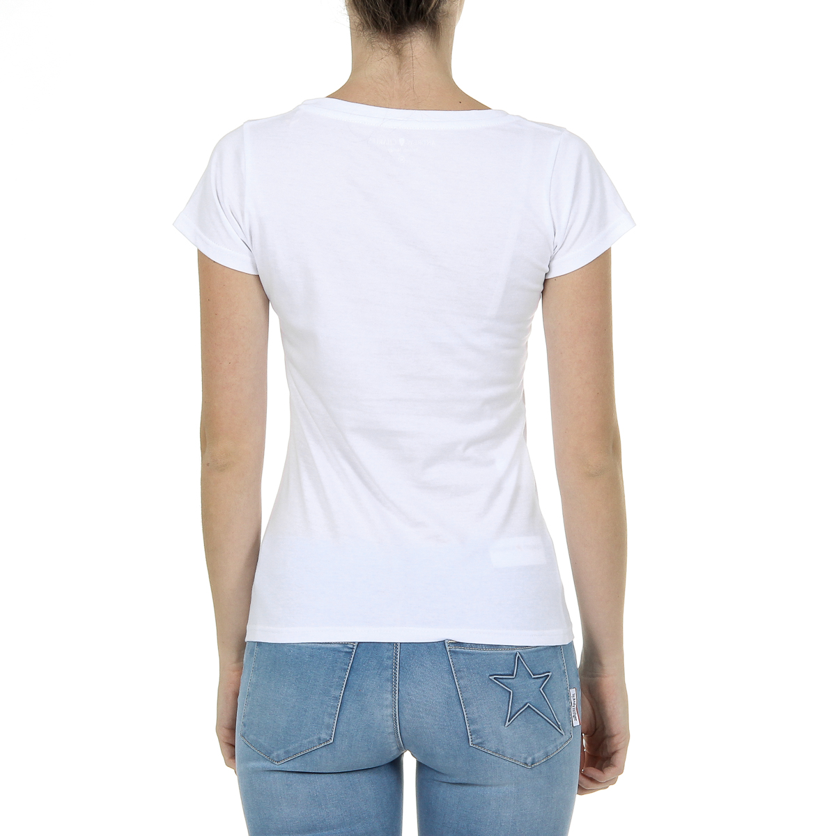 Andrew Charles T-shirt da donna a maniche corte con scollo a V, bianca TAPIWA