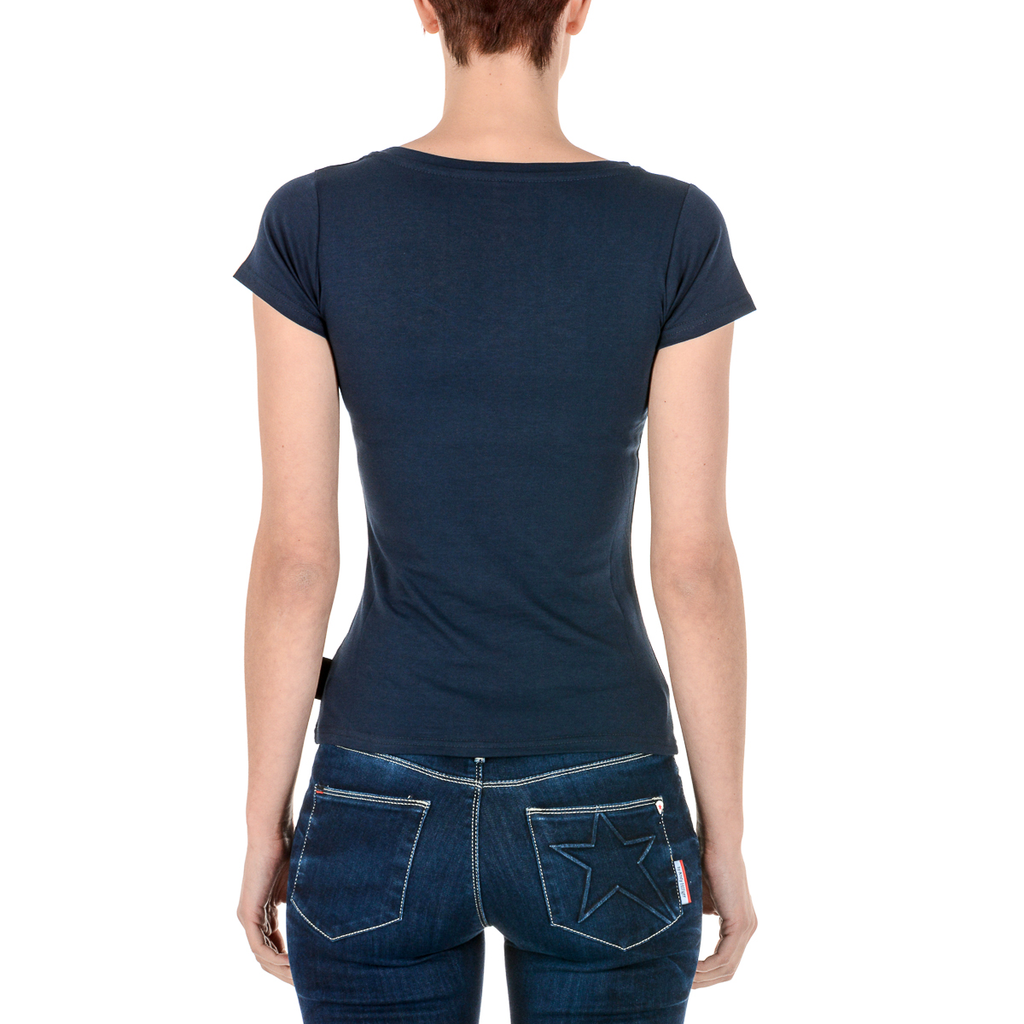 Andrew Charles T-shirt da donna a maniche corte con scollo a V blu TAPIWA