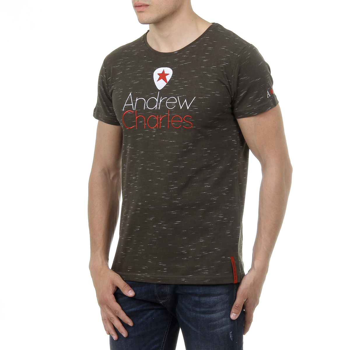 Andrew Charles T-shirt da uomo a maniche corte con scollo rotondo, verde scuro JACK