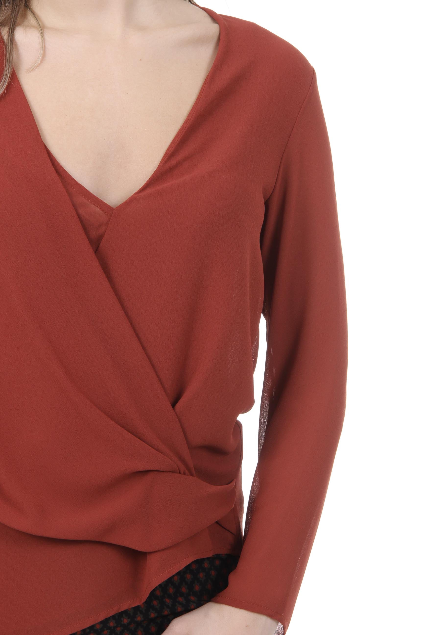 Maglia da donna V 1969 Italia CAMICIA BASILEA TESS. GEORGETTE MATTONE