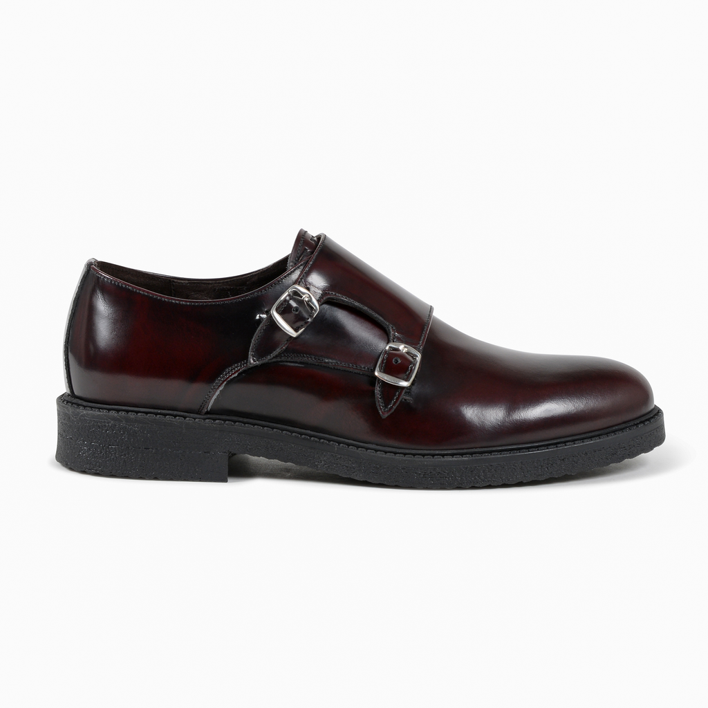 19V69 Italia Mens Double Buckle Shoe Bordeaux 1210 G ABRASIVATO BORDEAUX