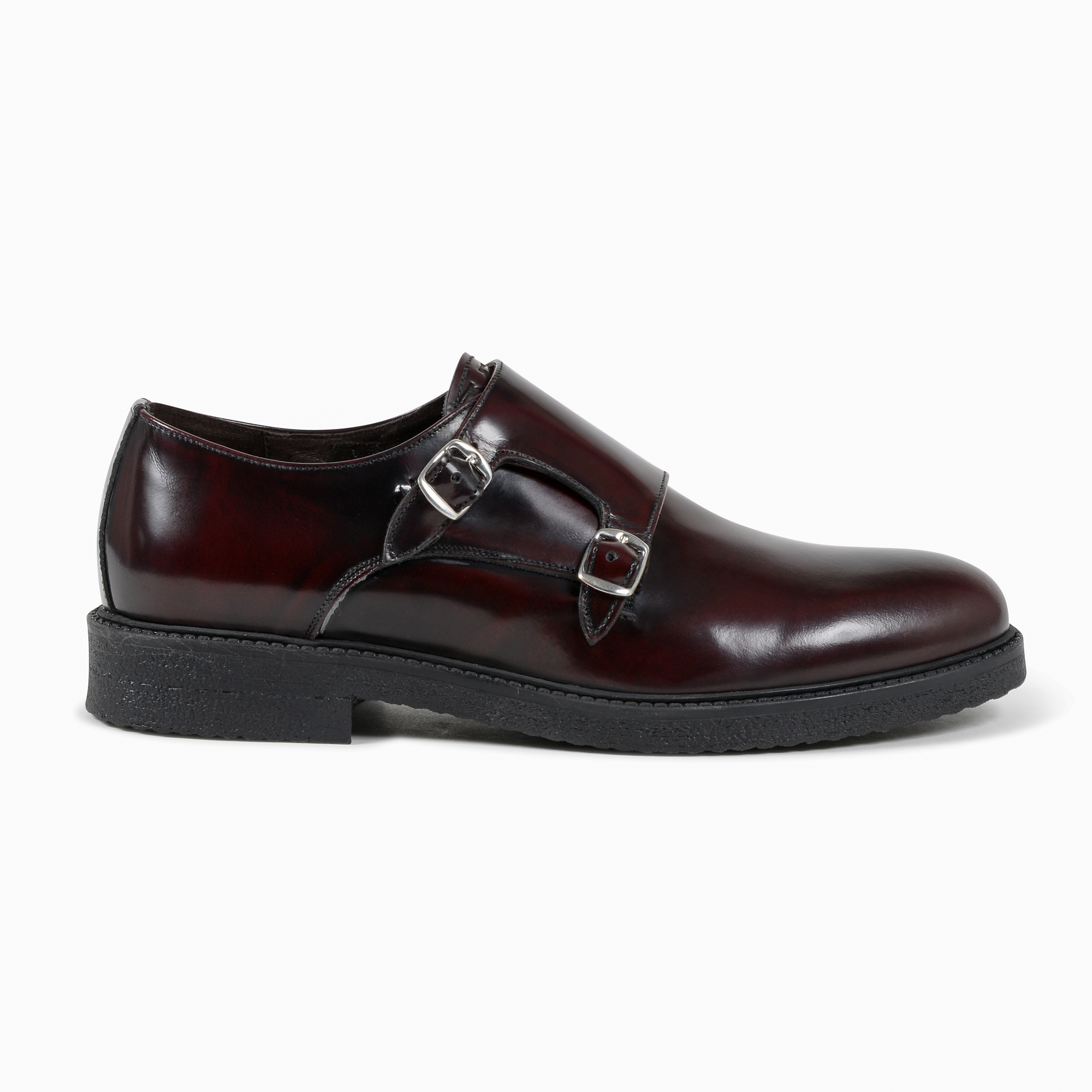 19V69 Italia Mens Double Buckle Shoe Bordeaux 1210 G ABRASIVATO BORDEAUX