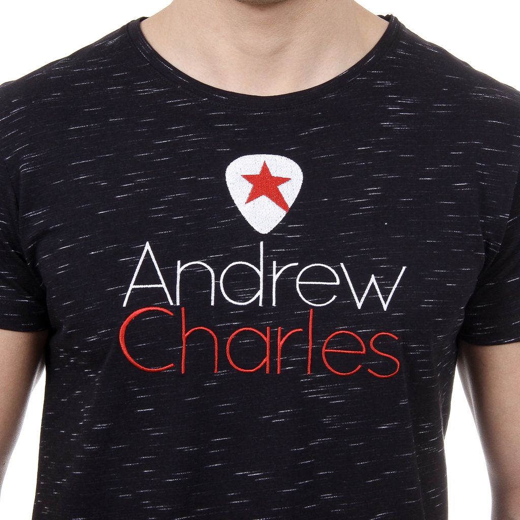 Andrew Charles T-shirt da uomo a maniche corte con scollo rotondo, nera JACK
