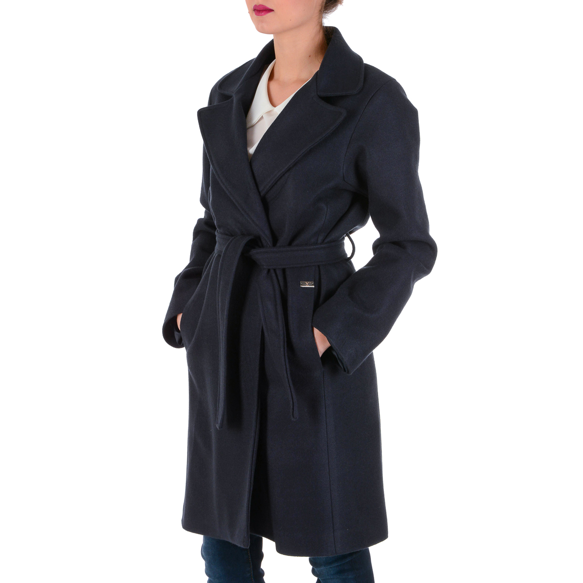 V 1969 Italia Cappotto da donna a maniche lunghe blu scuro JENNY