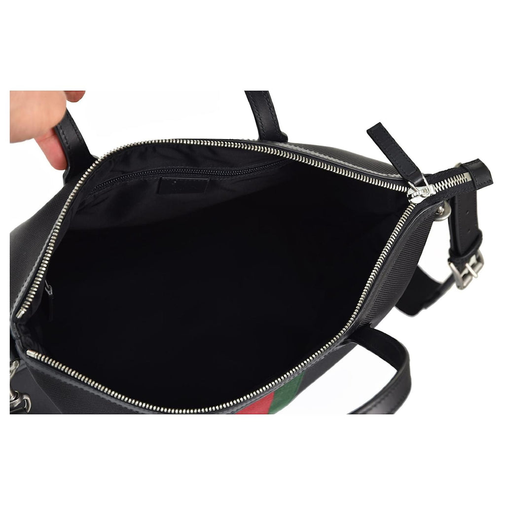 Borsa tote Gucci Web stripe da uomo nera