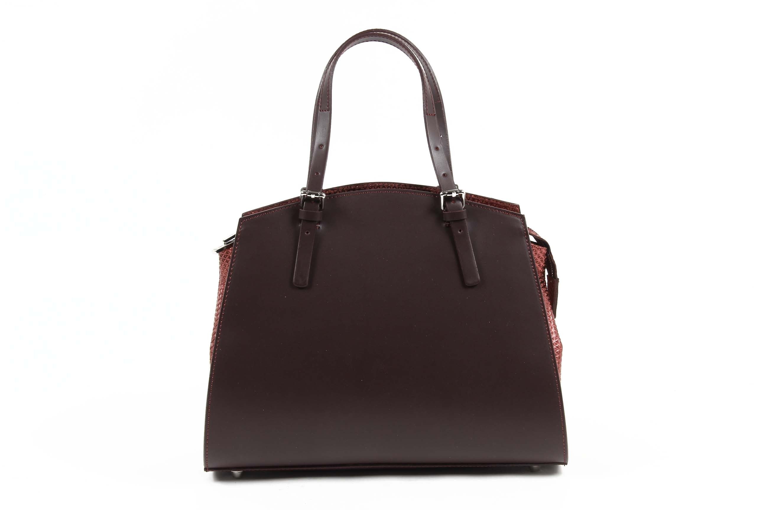 V 1969 Italia Womens Handbag V016-S RUGA STAMPATO BORDEAUX