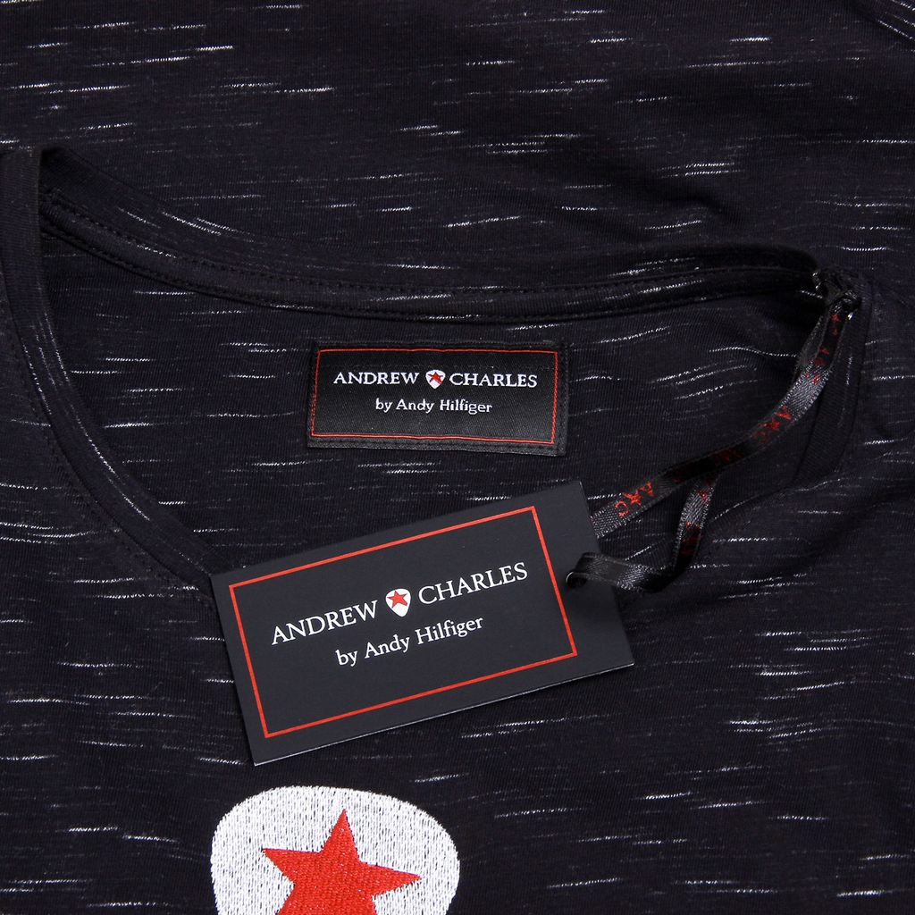 Andrew Charles T-shirt da uomo a maniche corte con scollo rotondo, nera JACK