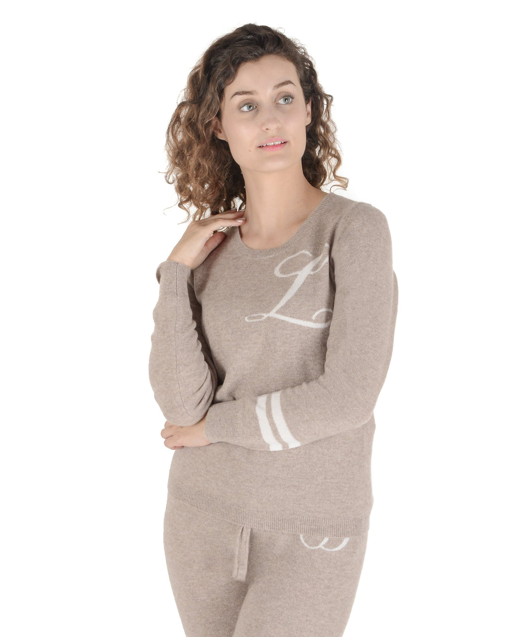 Maglione girocollo in cashmere - Cammello