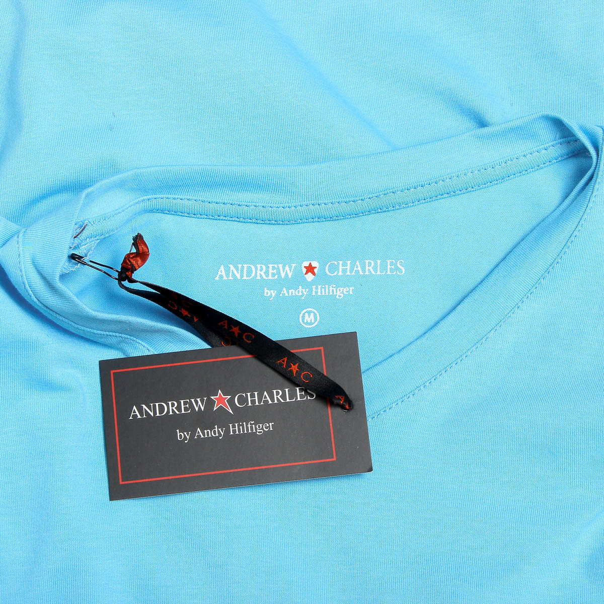 Andrew Charles T-shirt da uomo a maniche corte con scollo a V, colore azzurro KENAN