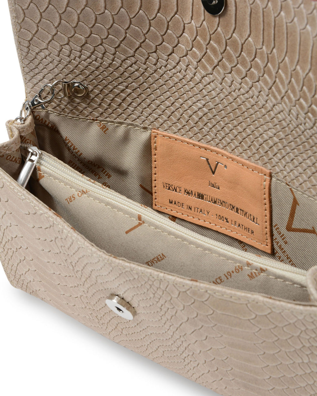 Borsa A Spalla Donna V Italia Tortora V1513 PITONE STAMPATO TAUPE