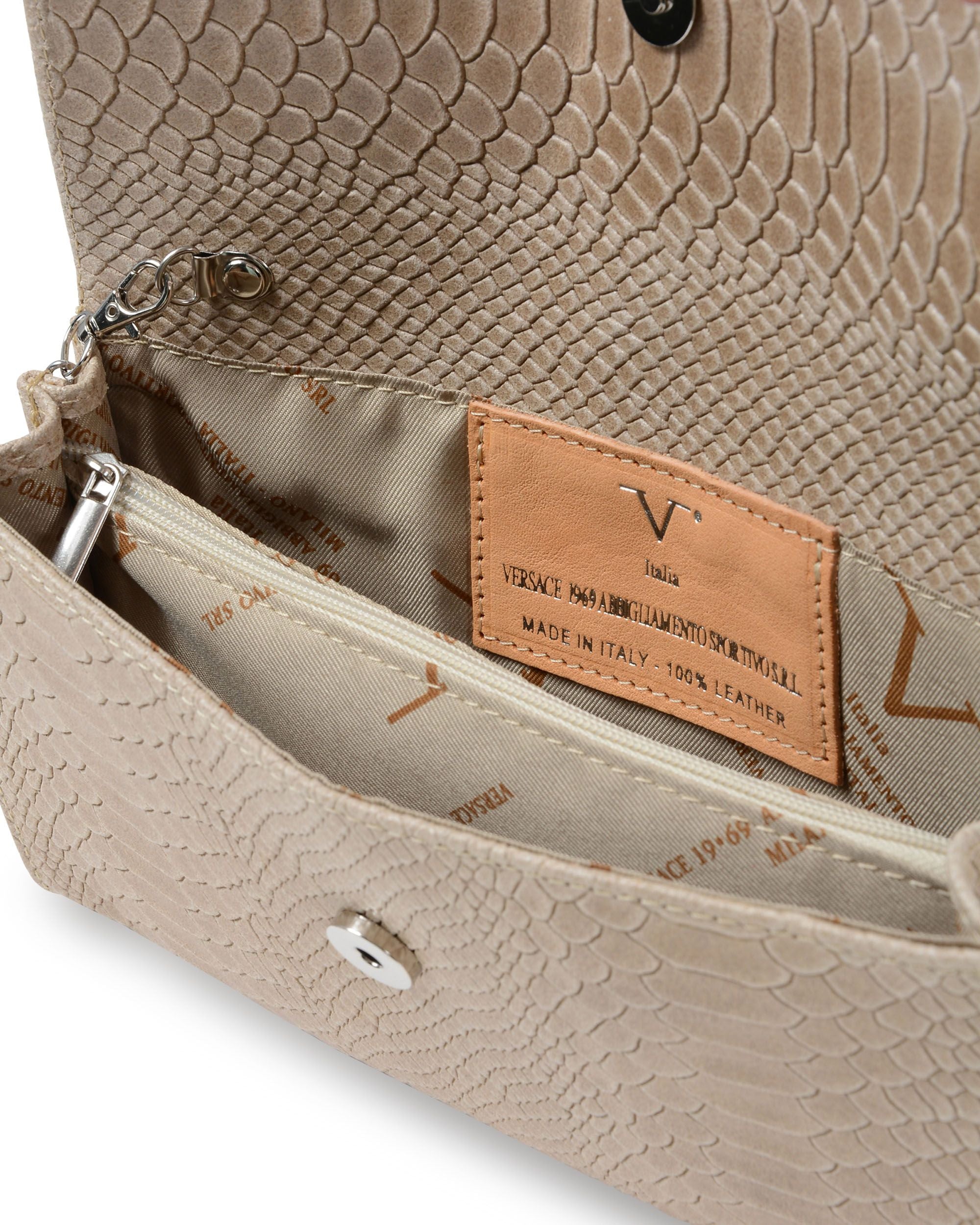 Borsa A Spalla Donna V Italia Tortora V1513 PITONE STAMPATO TAUPE