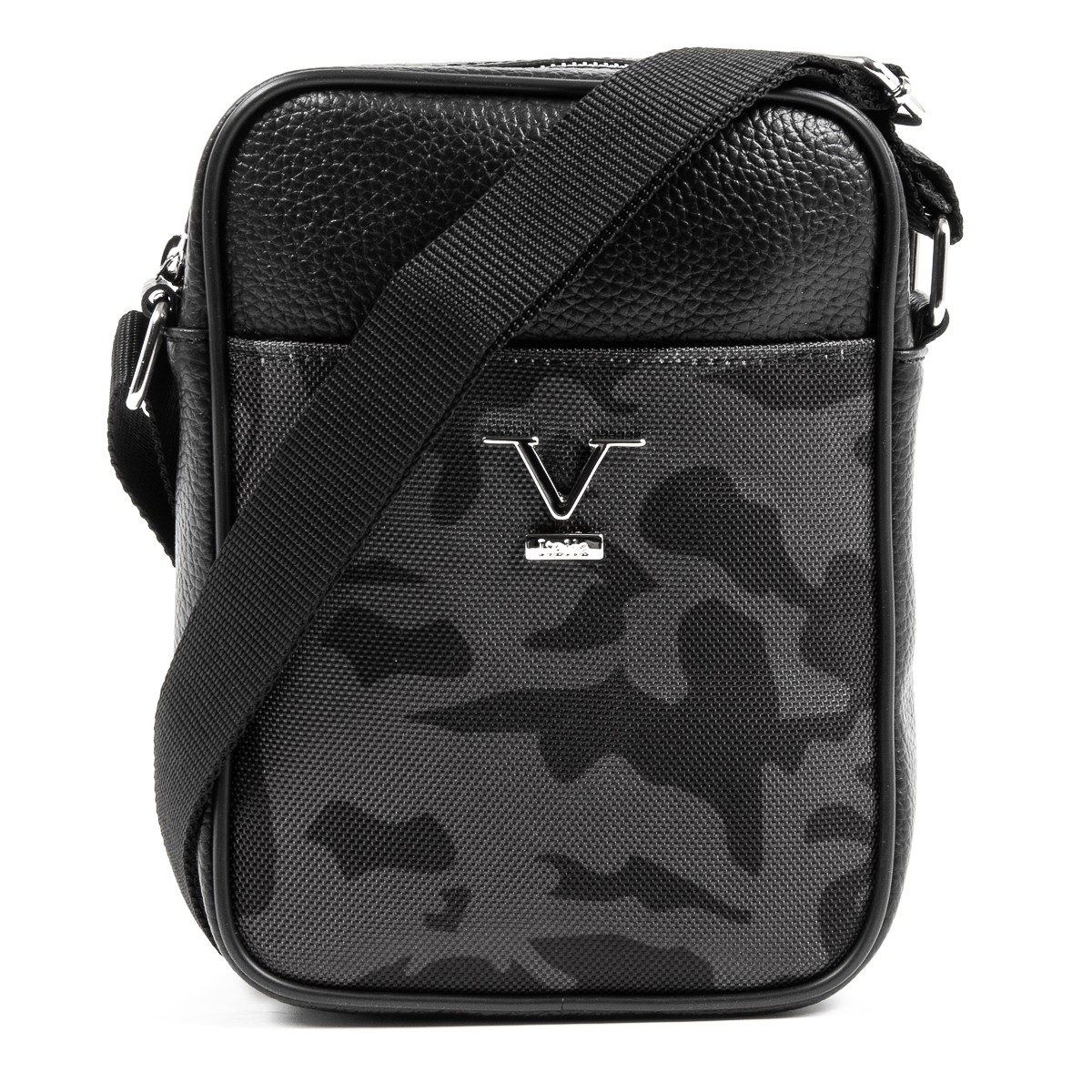 V 1969 Italia Borsa a tracolla da uomo nera MILITARE