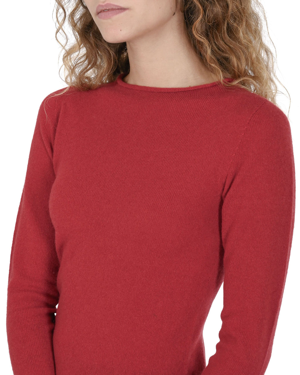 Maglione da donna con scollo a barca in cashmere Crown of Edinburgh COE 007 ROSSO