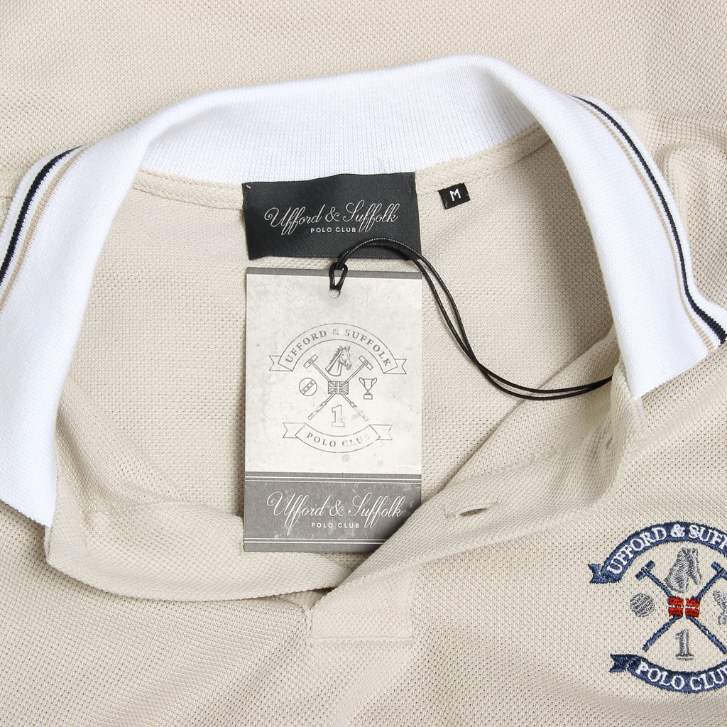 Polo da uomo a maniche corte Ufford & Suffolk Polo Club Beige FURIA