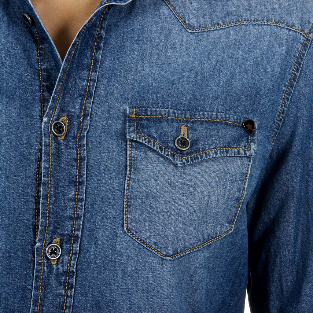 Camicia da uomo Andrew Charles a maniche lunghe in denim CAMILIA