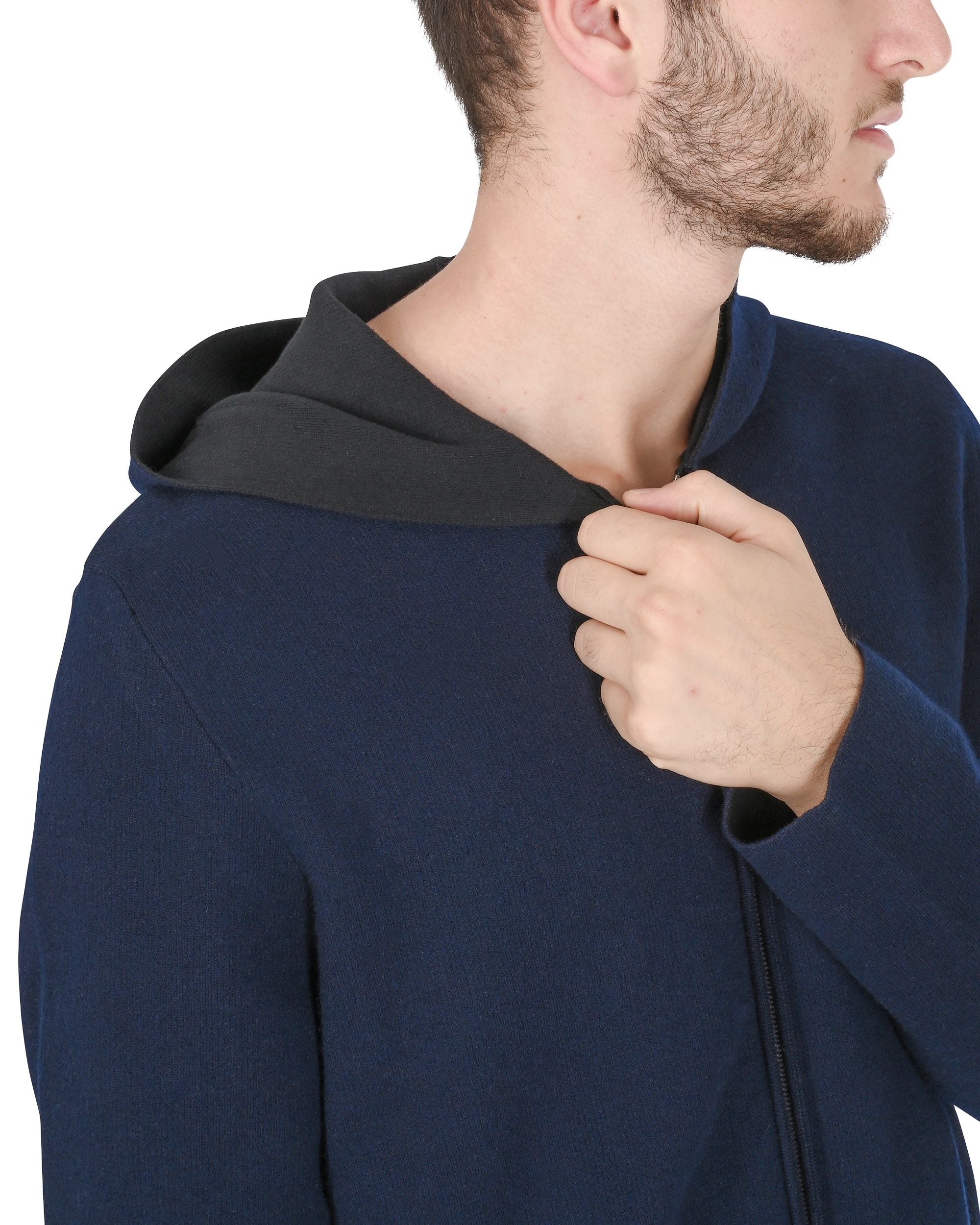 Felpa con cappuccio da uomo in cashmere Crown of Edinburgh COE 0055 NAVY