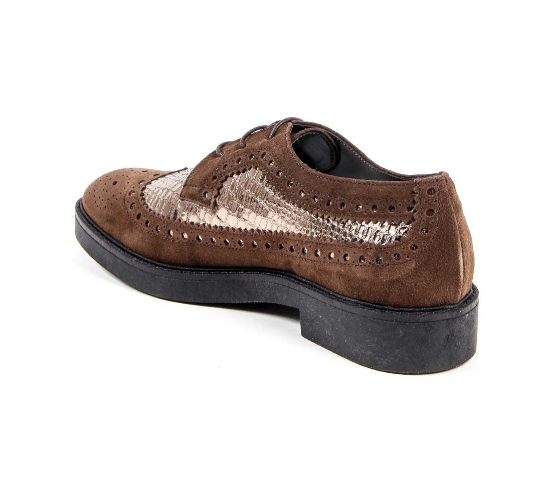 V 1969 Italia Womens Brogue Shoe B1670 VELOUR + PIETRA T. MORO