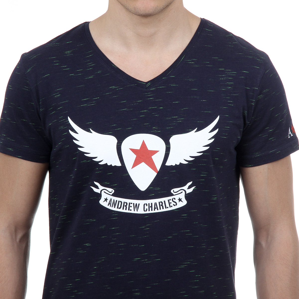 Andrew Charles T-shirt da uomo a maniche corte con scollo a V blu scuro AARON