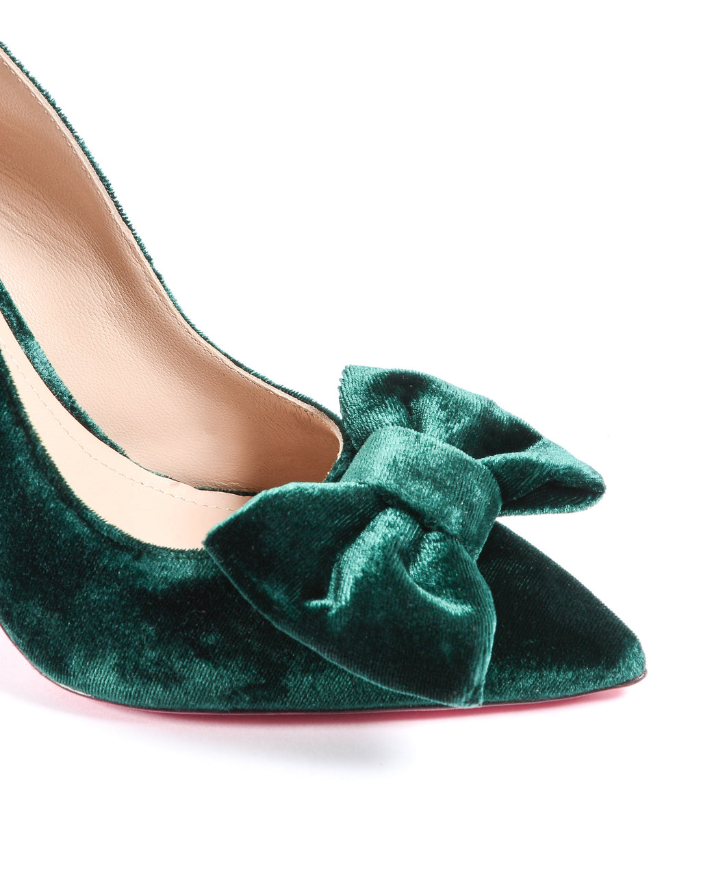 Décolleté con fiocco in velluto da donna - Verde