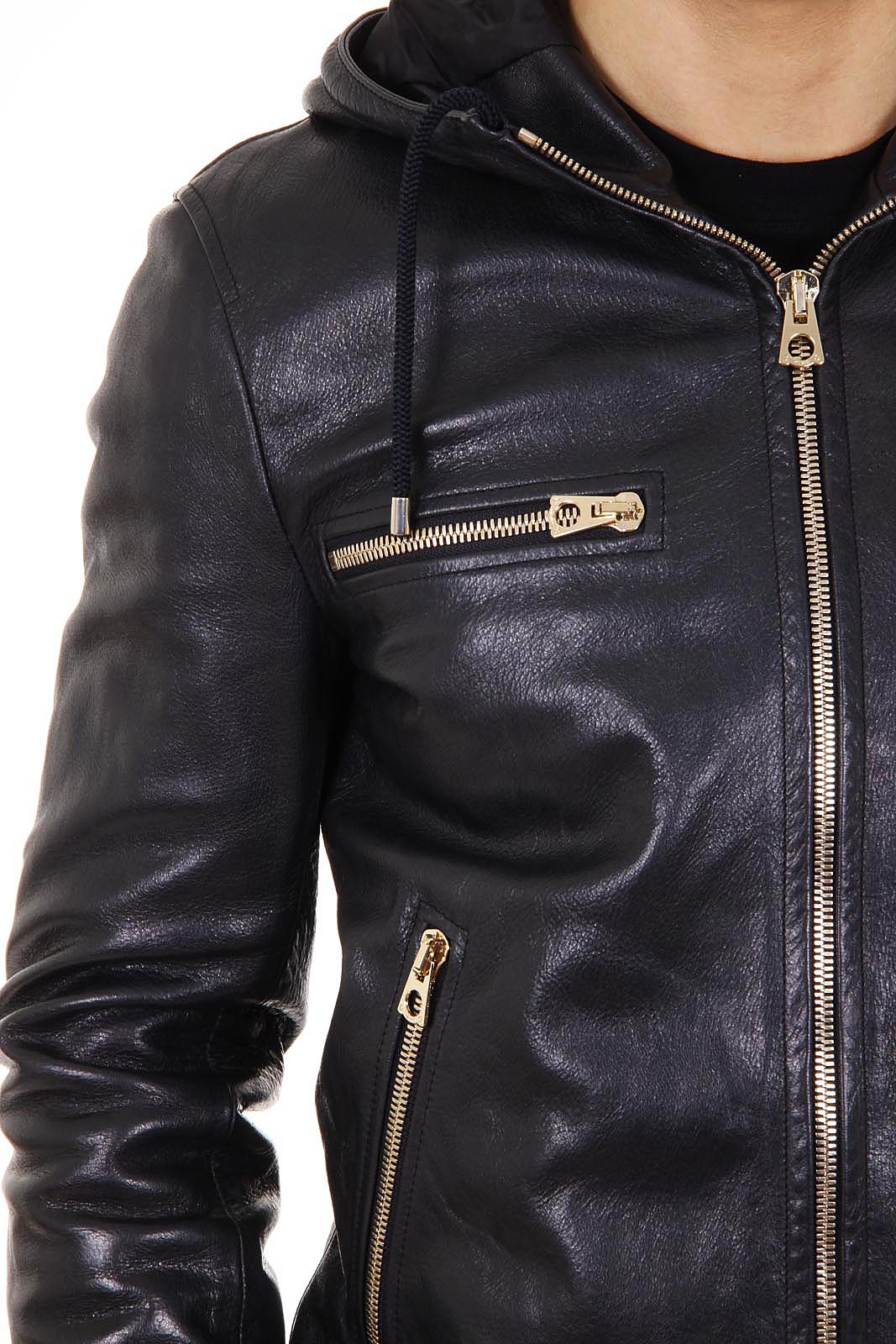 Giacca in pelle da uomo Dolce & Gabbana G9DG9L FUL1M N0000