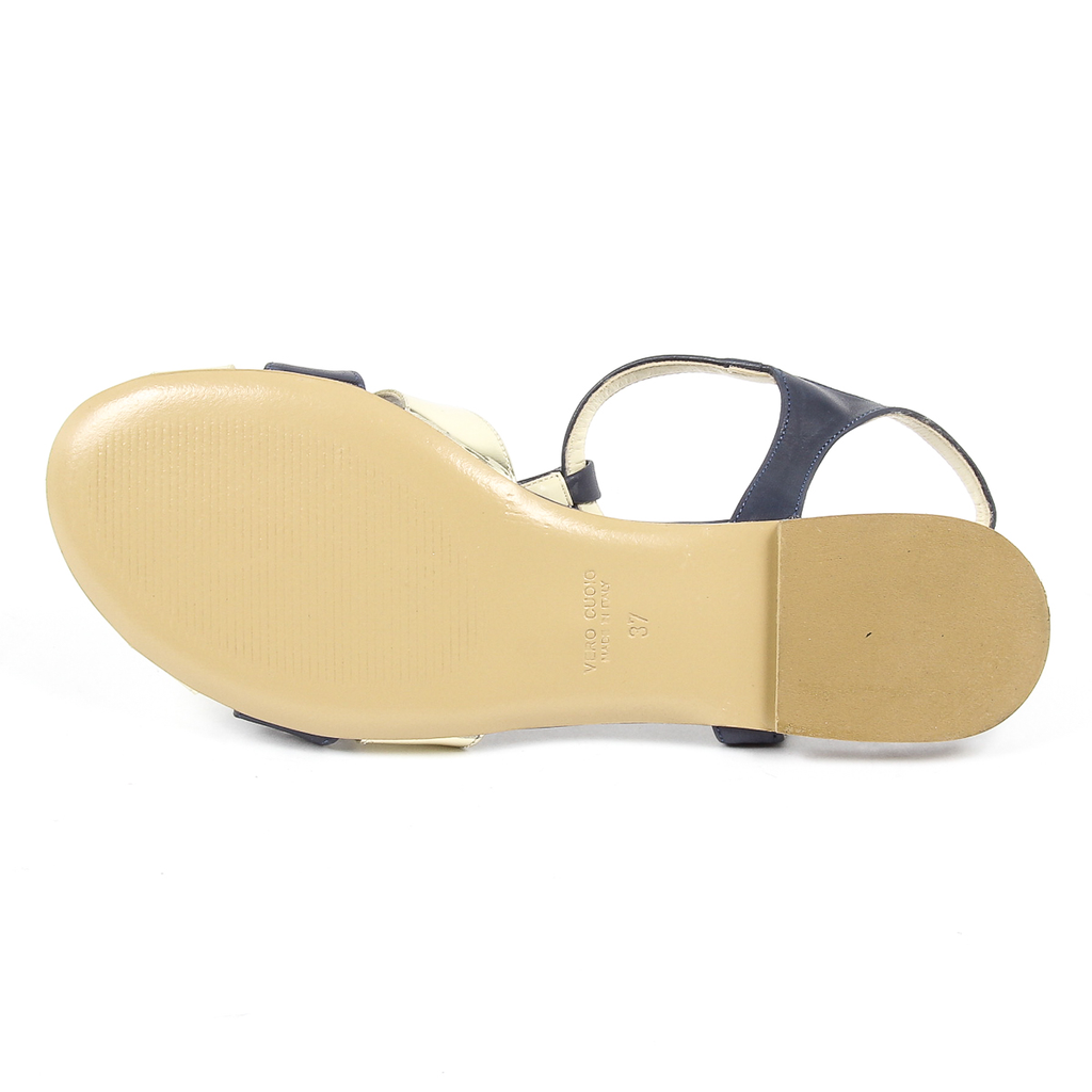 V 1969 Italia Sandalo piatto da donna blu GRAZIA