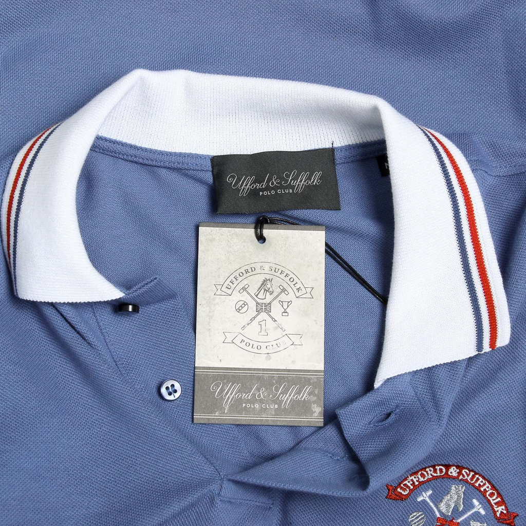 Polo da uomo a maniche corte Ufford & Suffolk Polo Club azzurro DAGO