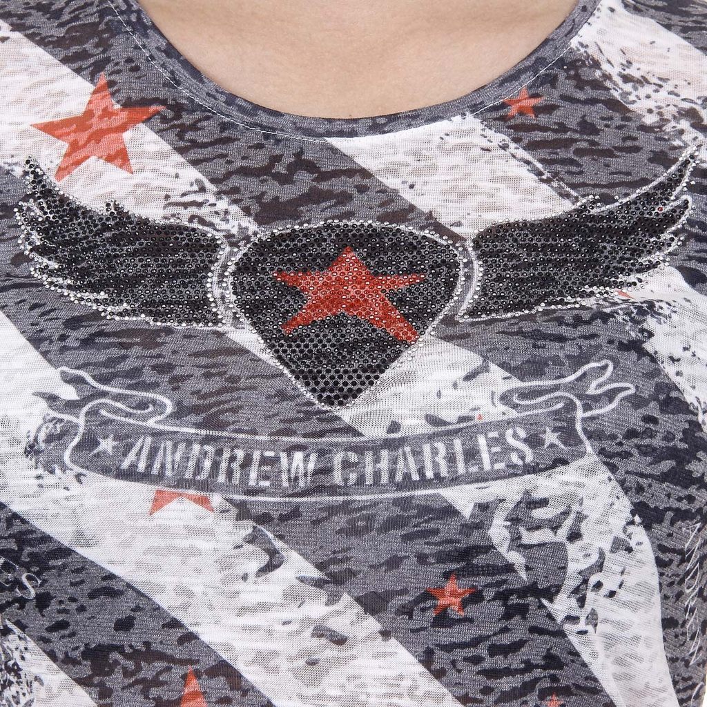 Andrew Charles T-shirt da donna a maniche corte con scollo rotondo, blu scuro CAROLINE