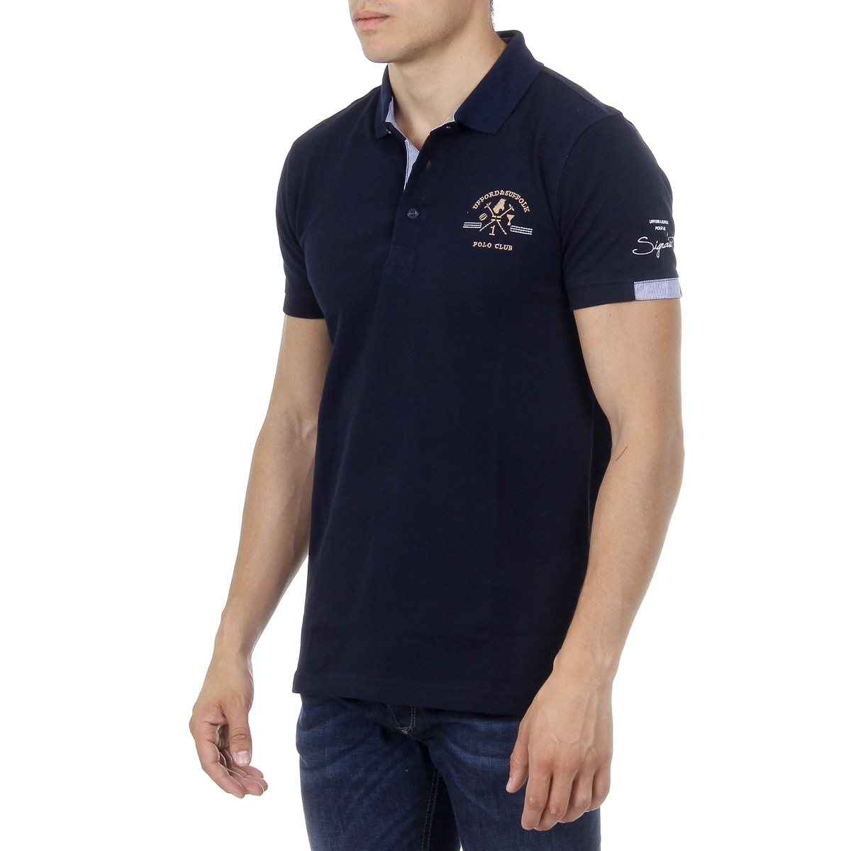 Polo da uomo a maniche corte Ufford & Suffolk Polo Club US025 BLU NAVY
