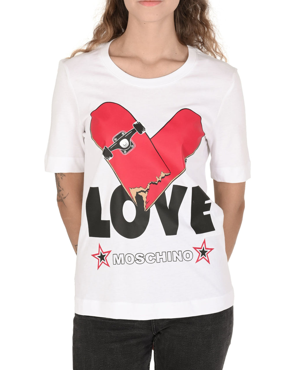 T-shirt da donna Love Moschino W 4 F15 3S M 3876 A00 BIANCO OTTICO