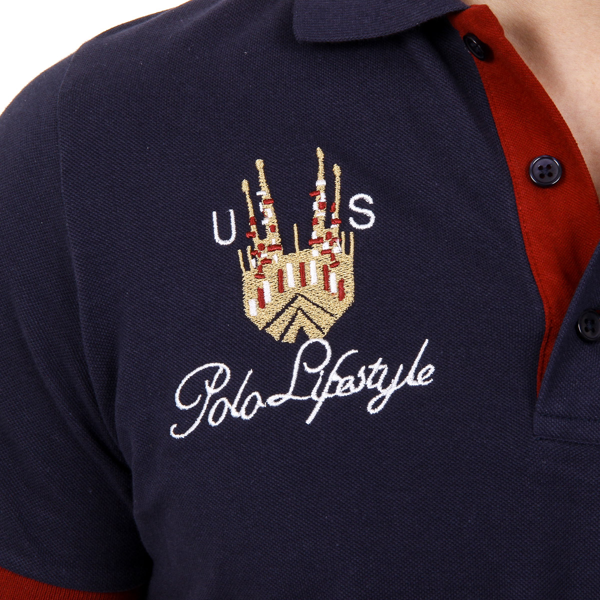 Polo da uomo a maniche corte Ufford & Suffolk Polo Club US005 BLU NAVY