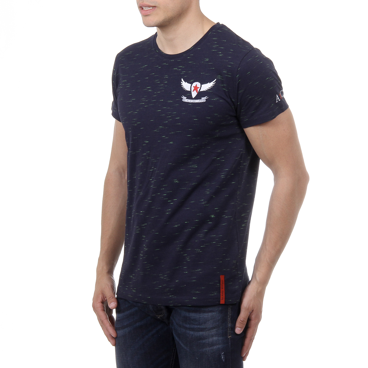 Andrew Charles T-shirt da uomo a maniche corte con scollo tondo blu scuro DYLAN