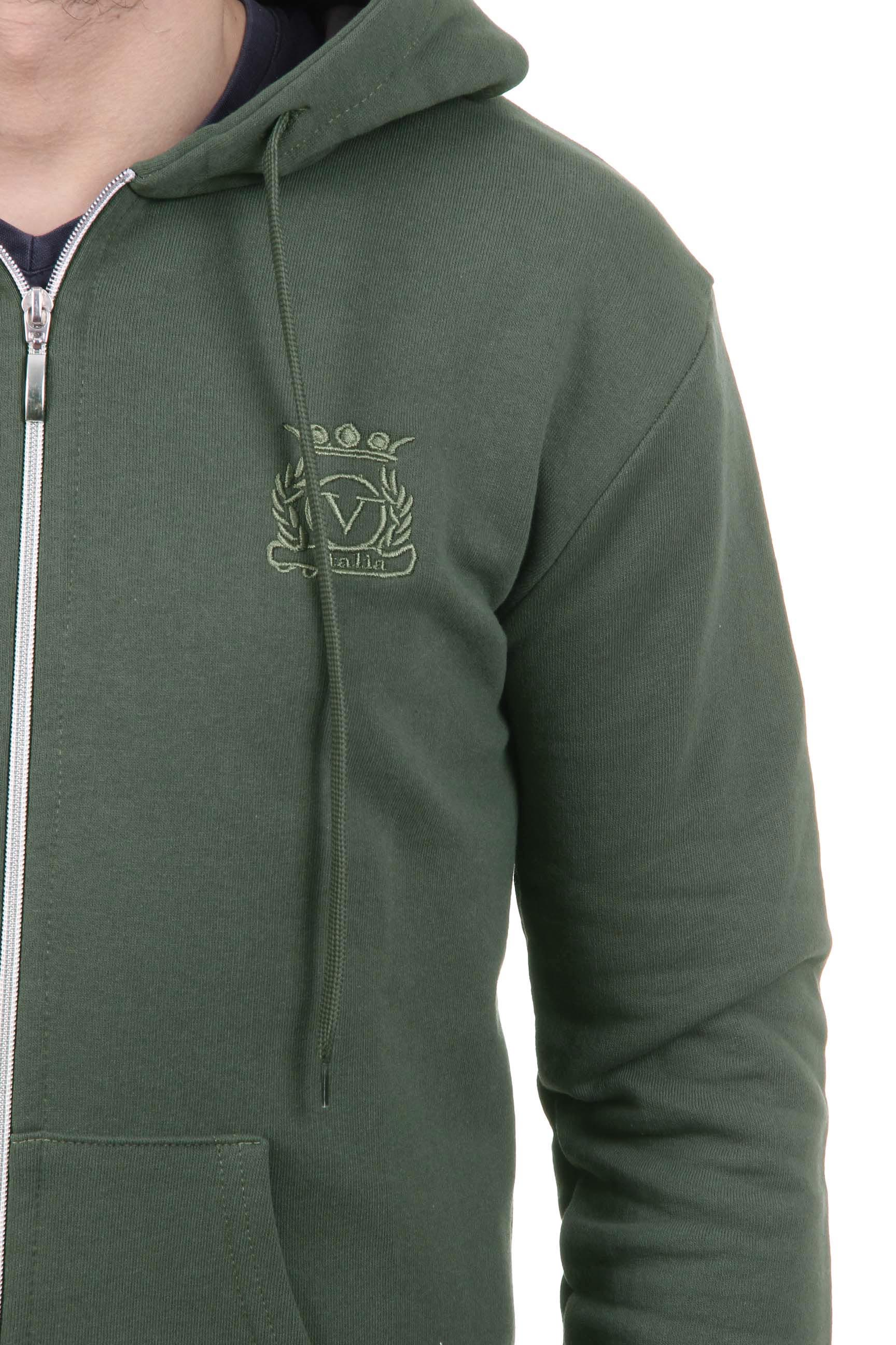 Felpa con cappuccio da uomo V 1969 Italia con cerniera ART. 4468 VERDE MILITARE