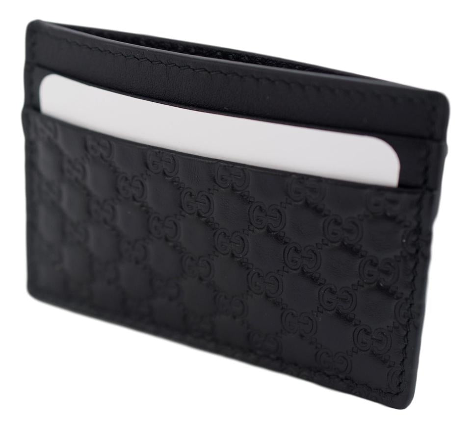 Porta carte di credito Gucci Guccissima in pelle nera