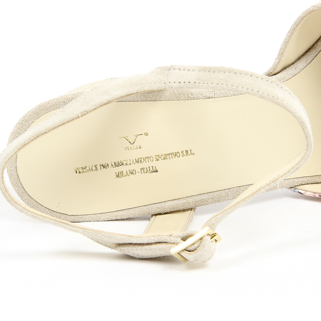 V 1969 Italia Sandalo con cinturino alla caviglia da donna Beige VERA