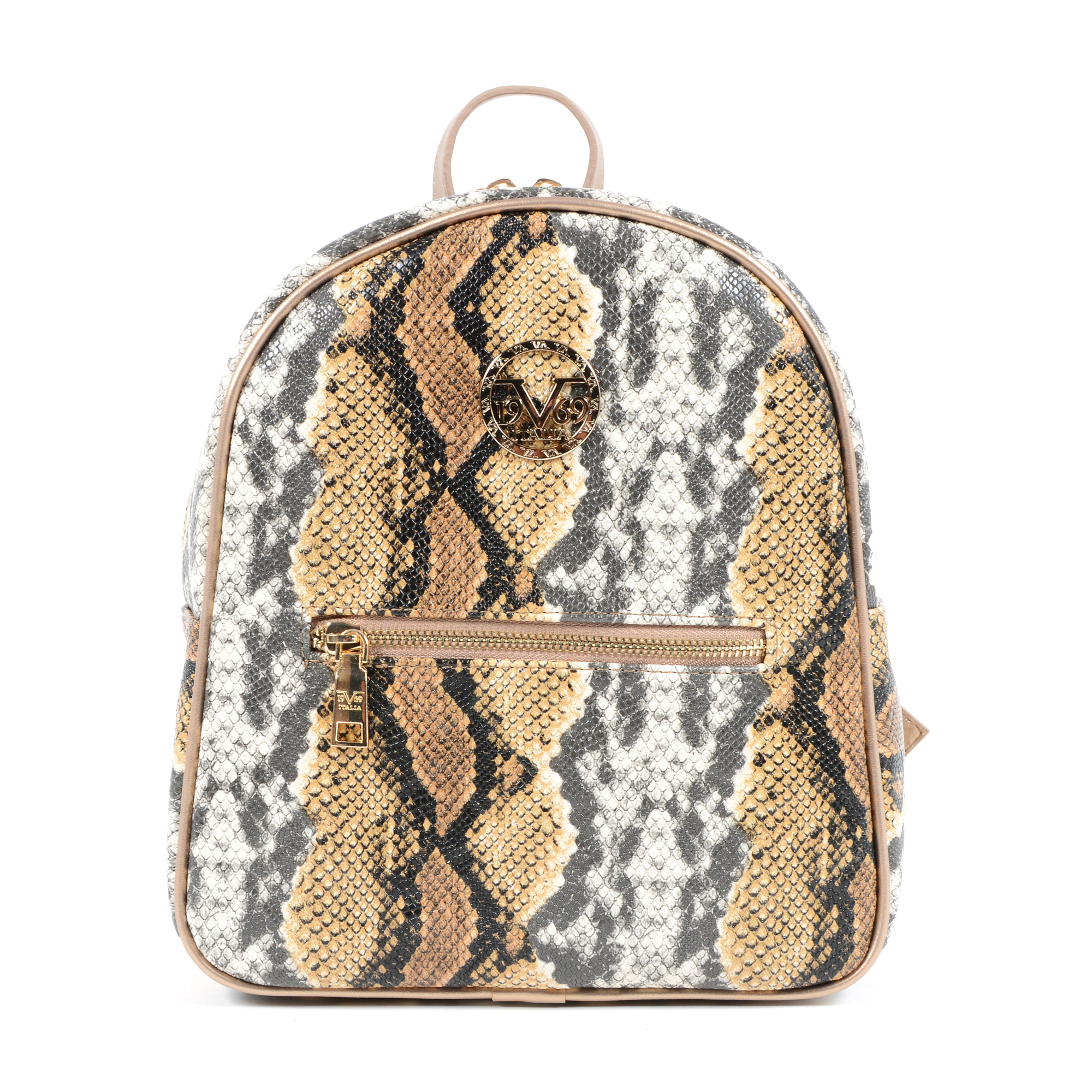 19V69 Italia Zaino Donna Multicolore 5012 PYTHON MARRONE ORO