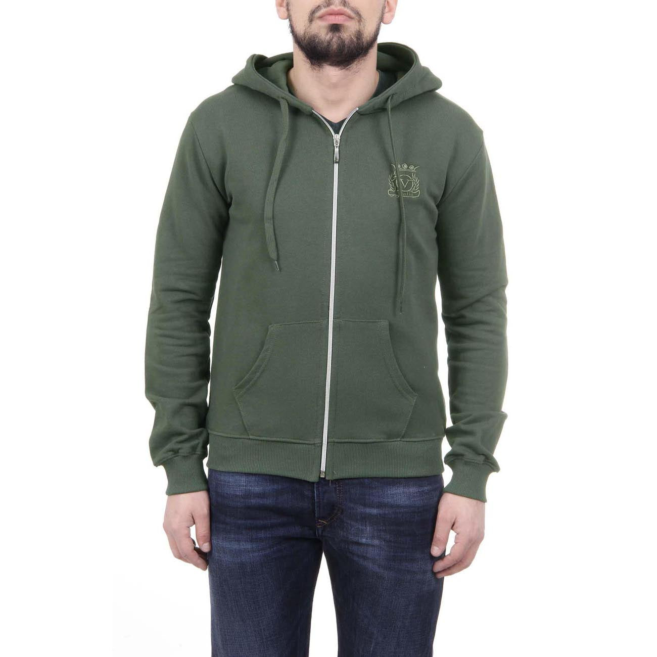 Felpa con cappuccio da uomo V 1969 Italia con cerniera ART. 4468 VERDE MILITARE