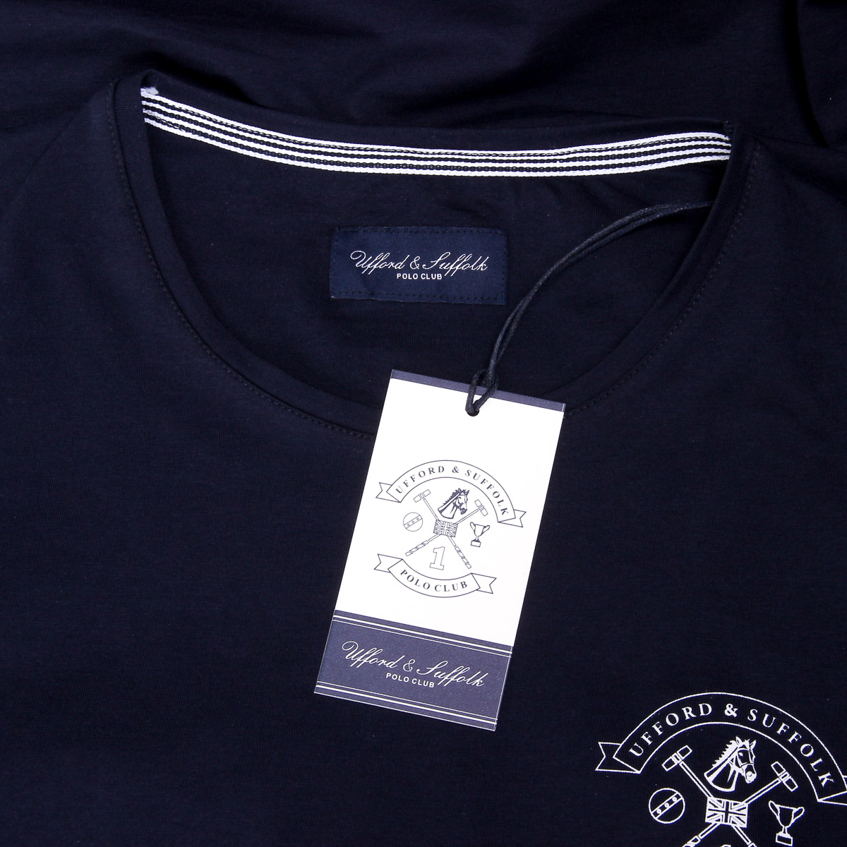 T-shirt da uomo Ufford & Suffolk Polo Club a maniche corte con scollo tondo US028 BLU NAVY