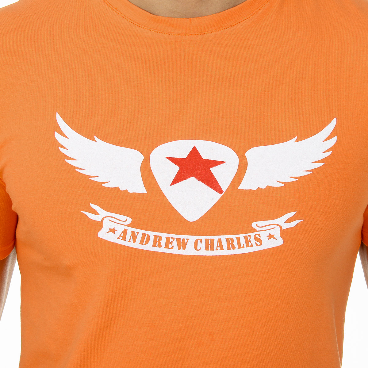 Andrew Charles T-shirt da uomo a maniche corte con scollo rotondo arancione KEITA