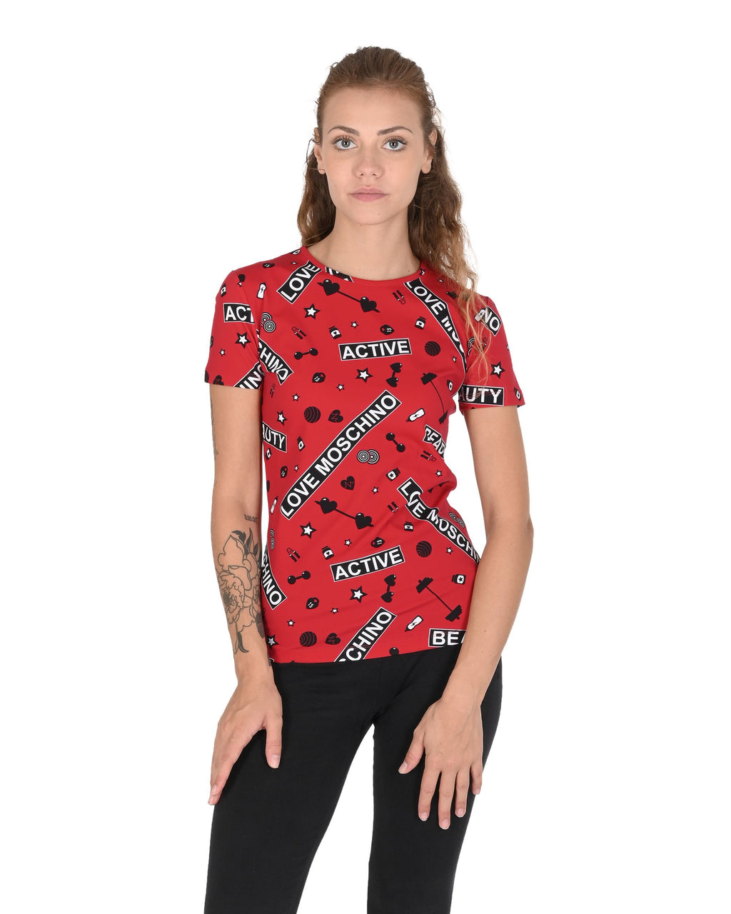 Love Moschino Womens T-Shirt W 4 H16 00 E 2166 0003 GYM FONDO ROSSO